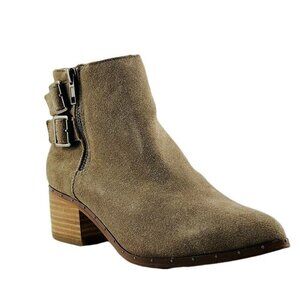 Bleecker & Bond Womens Suede Ankle Boots With Buckles & Side Zipper - Size 7.5 -